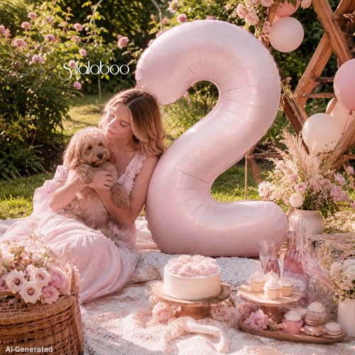 Image of 40 Inch Light Pink Number 2 Foil Big 0-9 Giant Digital Balloon | 2nd for Birthday Anniversary Graduation Decorations