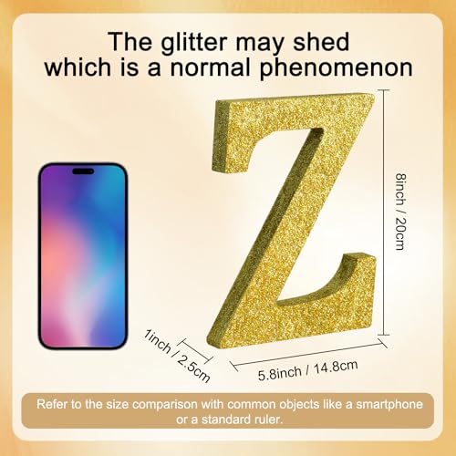 Image of TONIFUL 8 Inch Gold Glitter Letter Z Table Centerpiece A-Z Gold Birthday Party Decorations,Gold Alphabet Z for Birthday,Chrismas,Graduation,Bridal Shower,Wedding,Anniversary Party Supplies