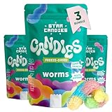 Star Candies Fruchtgummi Würmer | Gefriergetrocknete Amerikanische Süßigkeiten | Gefriergetrocknetes Dessert für Geburtstagsfeiern | Weltraum-& Astronauten-Snack | Freeze Dried Candy (60 g, 3er Pack)
