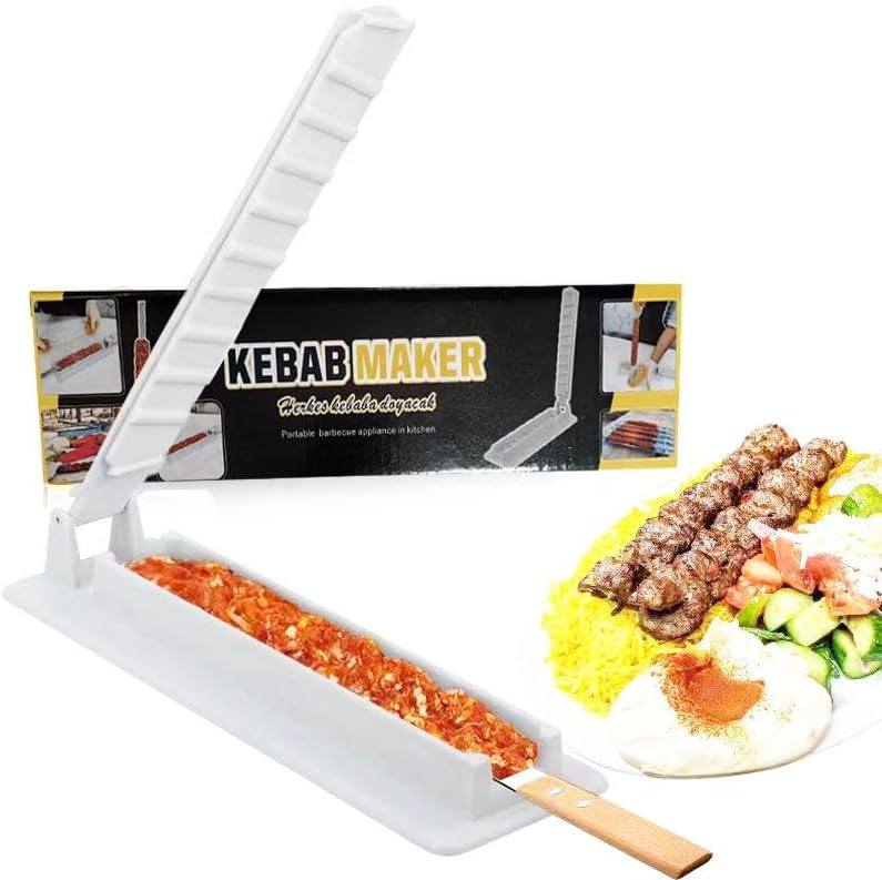 Kabob Maker for Skewers and Sticks - Kabab Maker Machine - Plastic Kebab Press Mould - Manual Kebab Making Tool