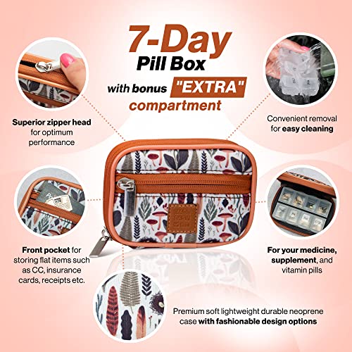 Made Easy Kit Pill Case - Weekly Medicine Organizer With Removable Seven-Day Vitamin & Supplement Box (Light Brown Woods) #TOP2