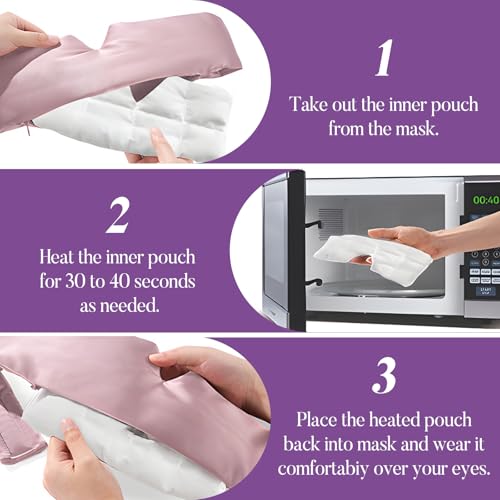 Okaydot Purple Lavender Eye Mask, Weighted Sleep Mask for Dry Eyes, Microwave Heated Therapy, Adjustable Satin Eye Pillow - Image 7