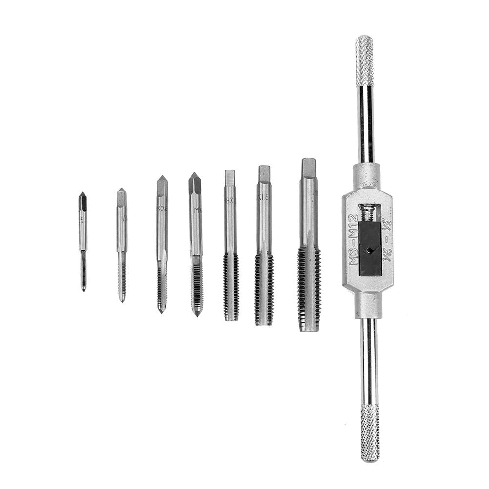 uptodateproducts 8pcs Metric Thread Machine Taps Set, Hand Screw Thread Plug Taps M3 M4 M5 M6 M8 M10 M12-image-32