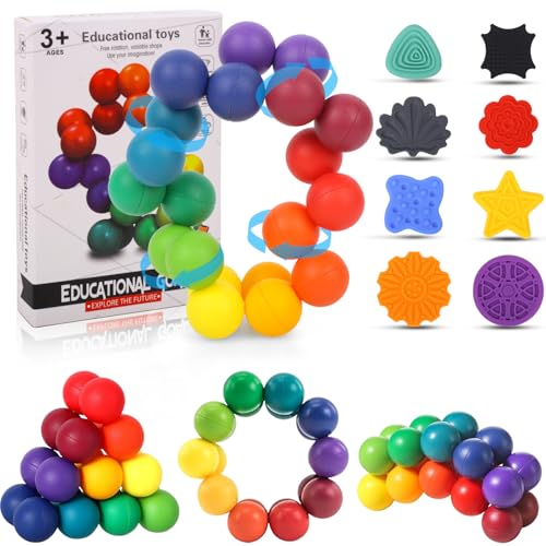 Fzyisw 10 Stück Fidget Toys 3D-Puzzlebällen Sensorisches Spielzeug, Sensory Stones, Anti Stress-Spielzeug für ADHS & Autismus, Stressabbau, Fingerspielzeug Stimming Toys