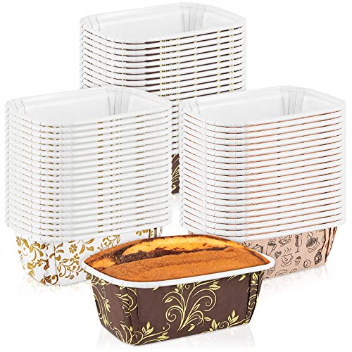 Tessco 60 Pcs Loaf Pan Liners Paper Loaf Pans Disposable Baking Loft Pans Rectangle Paper Baking Loft Mold for Bread Cake, Microwave Oven Freezer Safe(4.4 x 2.7 x 1.6 Inch)