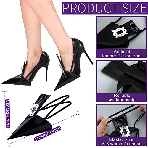 Hotop HOTOP-WIGS-HGO06 4 Pieces Women Halloween Cosplay Accessories, Purple Hair Wig And Striped Thigh High Stockings, Black Witch Hat And Witch Costume Shoe Covers thumb #4