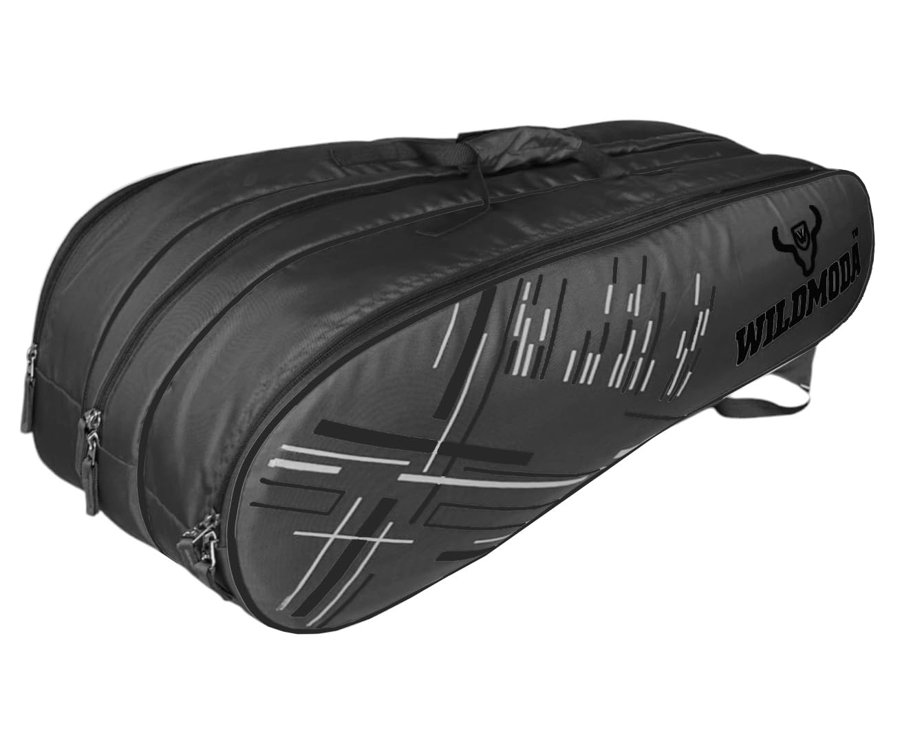 WILD MODA Passion Pro Premium 3-Compartment Badminton & Tennis Racquet Bag – Lightweight, Durable, and Padded Unisex Design for Men, Women, Youth & Players of All Levels (Grey & Black)-image-47