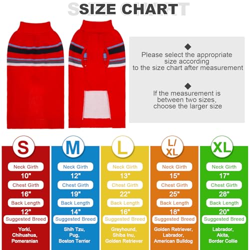 Image of PAWCHIE Dog Sweater - Warm Turtleneck Coat for Medium to Large Dogs, Stretchy Knitted Outfit for Girls & Boys, Red