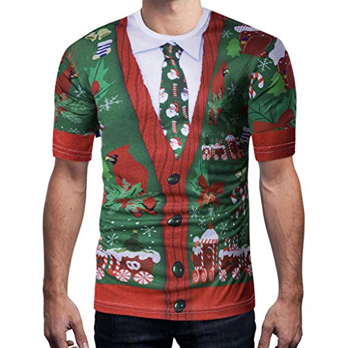 Winter Cycling Tops Unisex Printing Short Sleeve Mens Christmas Sweater Ugly Xmas Novelty Sweatshirts Warm Pullover Outwear (L2 Multicolor)