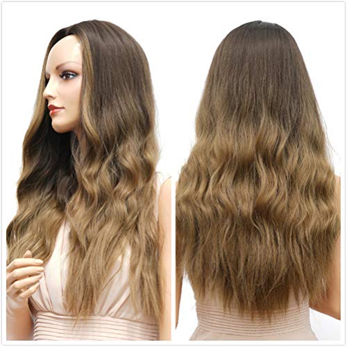Perruque fibre résistante à la chaleur longue noire cendrée pour femme