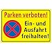 BETESSIN Ein- und Ausfahrt Freihalten Schild Warnschild Parken Verboten Schilder 30x20cm mit 5mm Bohrlöcher PVC Hart-Plastik Hinweisschilder Wetterfest & UV-beständig Schilder