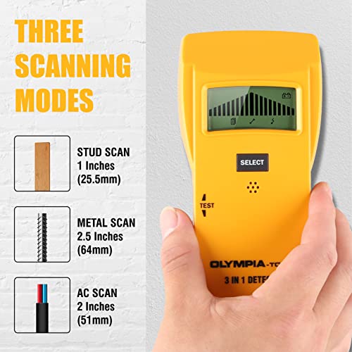 Olympia Tools 3 In 1 Stud Finder Wall Scanner, 88-237-0115, Yellow #TOP1