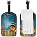 Produktbild Halloween Kürbis Laterne auf Holzzaun Kofferanhänger für Reisegepäck Koffer Tasche Label Leder 2 Stück