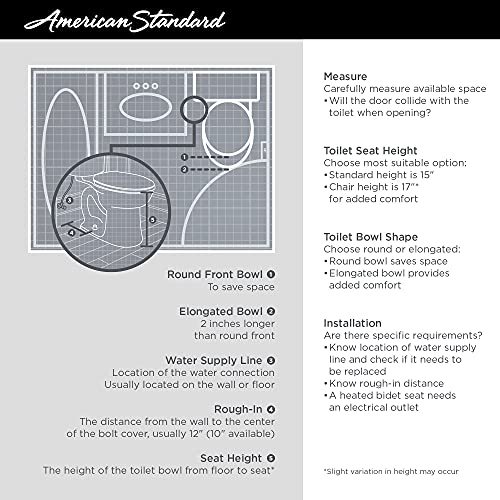 American Standard 2988101.020 Cadet 3 FloWise 2-Piece 1.28 GPF Single Flush Right Height Round Front Toilet with Concealed Trapway, White
