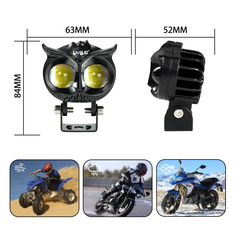 Image of LIU HJG Owl 40W LED Fog Light for Bikes & Cars - White, Yellow & Red Devil Eye - Super Bright Auxiliary Motorcycle Fog Lights, Waterproof Driving Lamp (1 piece)