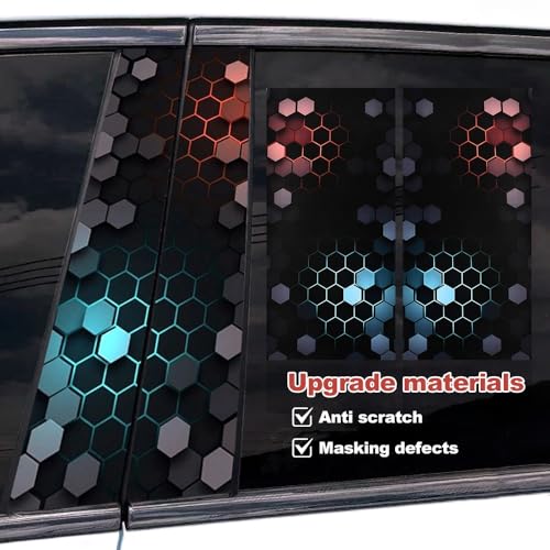 Image of Blueshyhall 2PCS Car B-Pillar Vinyl Stickers Honeycomb Waterproof Sun Protection Scratch Vehicle Door Pillar Decals