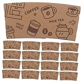 TOYANDONA 50 Piezas Unidades Fundas para Vasos de Papel Kraft Corrugado Protectores Aislantes para Tazas de Cubiertas Desechables para Bebidas Frías y Calientes Resistentes al Calor y