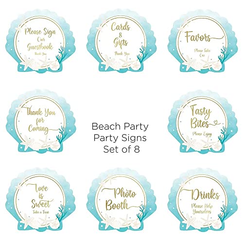 Kate Aspen Beach Sign (Set of 8) Party Décor Kit, One Size, Aqua (28552NA)