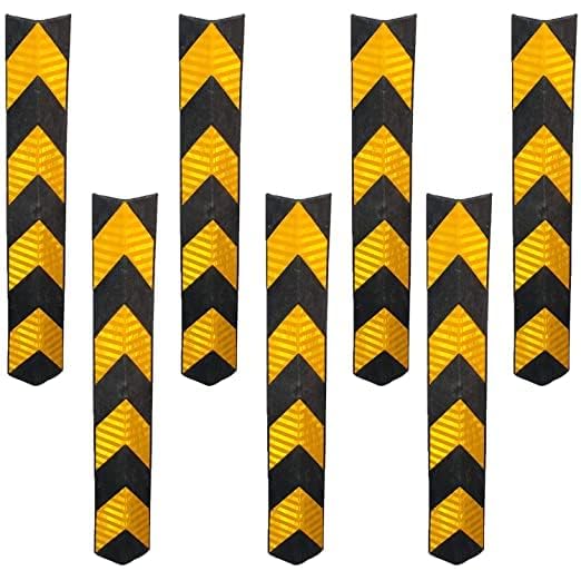 Rubber L-Shape Pillar Guard, Black and Yellow Chevron Pattern, 100cm Length, High Visibility Safety Barrier, Pack of 1-image-34