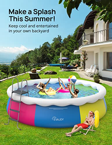 EVAJOY Inflatable Top Ring Swimming Pools 18ft*48in Round Pool Include Filter Pump Include Filter Pump Blue - Thumbnail 2