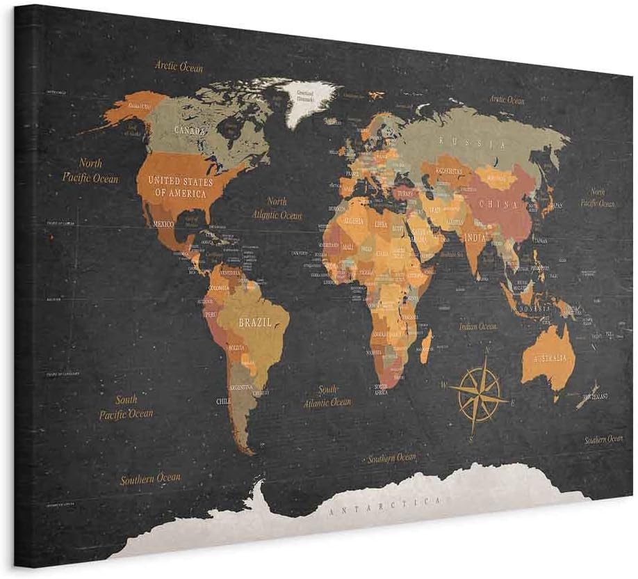 Prints on Canvas Canvas Wall Art 90x60 cm / 36"x24" 1 pcs Large Canvas Prints XXL Art Deco Pictures for Bedroom Walls Home Decor Wall Pictures for Living Room world map world continent k-C-0048-b-c
