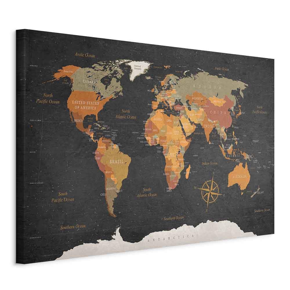Prints on Canvas Wall Art World map 120x80 cm / 48"x32" 1 pcs Large Canvas Prints XXL Art Deco Pictures for Bedroom Walls Home Decor Wall Pictures for Living Room Maps International k-C-0048-b-c