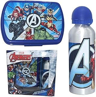 HOVUK® Kids Marvel Avengers Character Lunch Box with Aluminium Sports Water Bottle, Marvel Avengers Sandwich Box for School Kids, Plastic Snack Box and Water Bottle for Kids