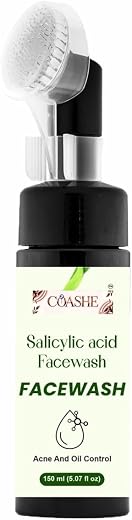 COASHE 2% Salicylic Acid Face Wash with Brush, Liquid, 150ml, Acne and Oil Control, Paraben Free, for All Skin Types