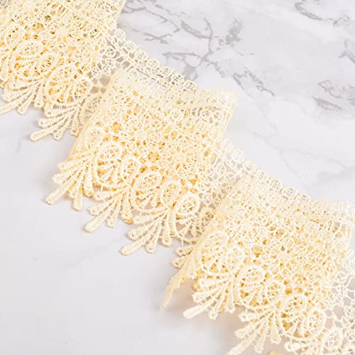 URROMA 5 Yards Lace Edge Trim for Sewing Ivory Lace Trim Wide Ribbon Trim Lace for Sewing DIY Wedding Dress Embellishment Party Decoration - Image 3