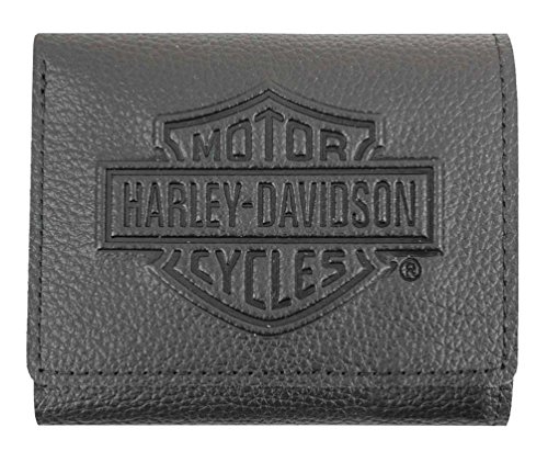 Harley-Davidson Men'S Embossed B&Amp;S Logo Leather Tri-Fold Wallet