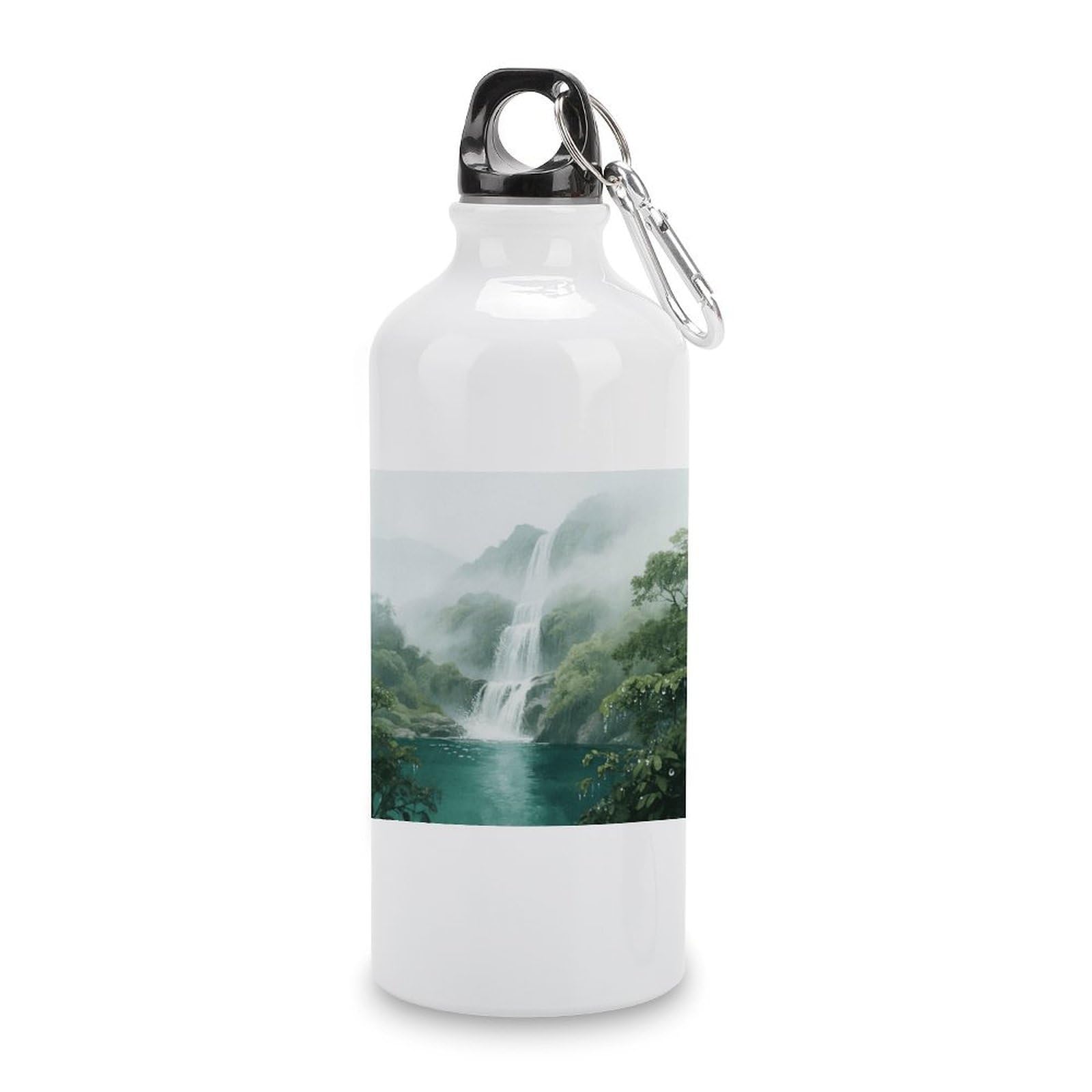 Fekiloot Style Mountain Waterfall Aluminum Water Bottle Travel Tumbler Reusable Lightweight Outdoor Sports Water Bottles For Gym Sports Camping Hiking Fishing600ml