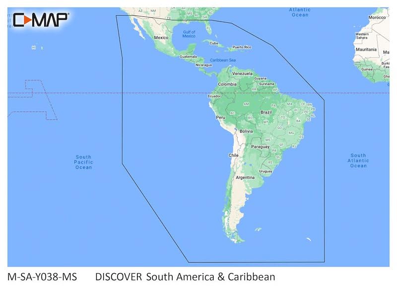 Marine Cartography MAX-N+ Continental Chart On SD/Micro-SD Card South America & Caribbean