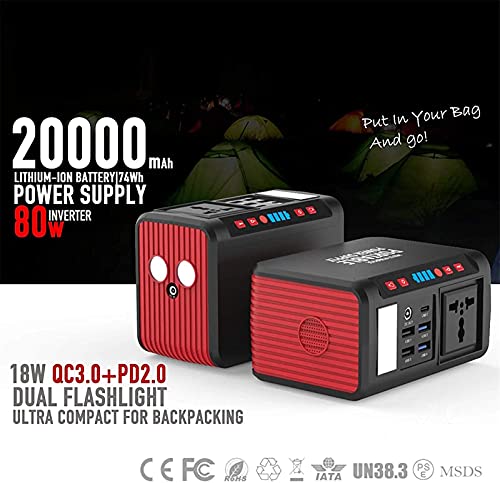 YXMxxm Portable Power Station, 74Wh Solar Generator Inverter Power Supply with AC Power Socket, Type-C, USB Output, Ideal for Travel Outdoor Emergency - Image 2