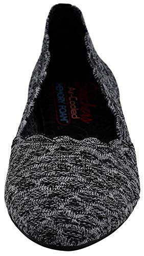 Skechers Women's Cleo-Honeycomb Ballet Flats, Black/Charcoal, 7.5