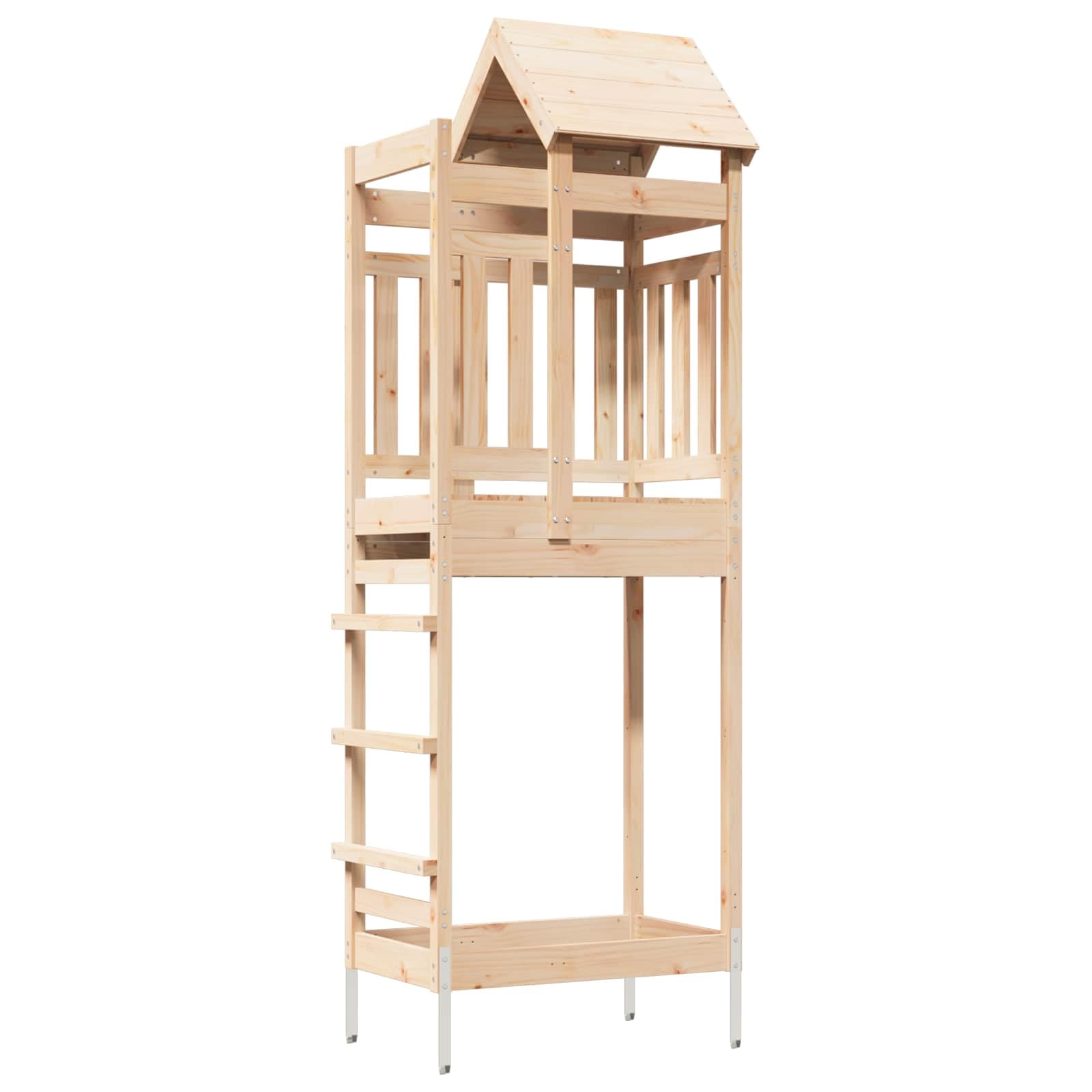 vidaXL Spielturm Braun 52,5 x 85 x 238 cm Massives Kiefernholz, Moderner Outdoor-Spielplatz, robuster Garten-Spielbereich, Abenteuer-Turm für Kids, Spaß im Hinterhof