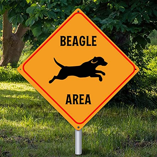 Panneau mural en métal beagle vintage jaune en losange pour la décoration extérieure de jardin