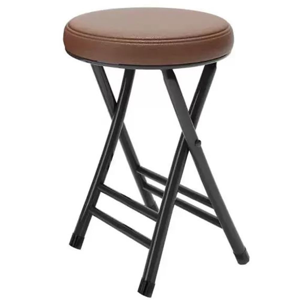 ILOOXI Tabouret pliable rond moderne, marron, 50 cm, empilable, portable, capacité de 150 kg