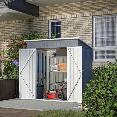 Favfurish 6x4FT Storage Shed with Lockable Door,Heavy Duty Outdoor Metal Sheds with Punched Vent, Waterproof Tool Sheds for Garden,Backyard,Lawn,Easy to Assemble,Gray