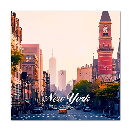Panneau en bois Skyline New York City CustonCares 40x40 cm