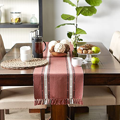 DII 14" x 108" Striped Cotton Dobby Table Runner, Dobby Clay, Table Runner, 14x108" - Image 3