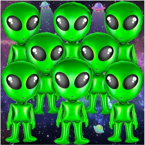8 Pcs Alien Balloons Inflatable Alien Foil Balloon Green 32inch
