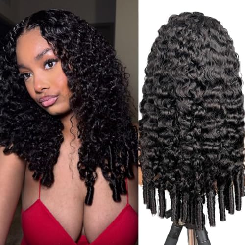 Rsshnlo Burmese Curly Half Wig Human Hair 200% Density 3 In 1 Wear and Go Glueless Wigs Human Hair Seamless Flip Over Wig Drawstring Headband Wig Human Hair Beginner Friendly 18Inch
