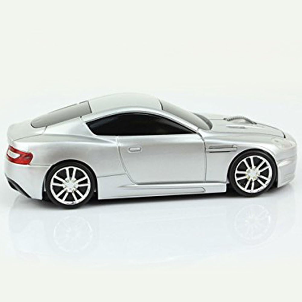 SPECTRONIX Sports Wireless Car Mouse Optical & Ergonomic Design with Nano USB Receiver 10 Meter Range 2.4GHz Wireless Mouse 1600DPI for Laptops and PCs 4 Vibrant Colours (Silver)