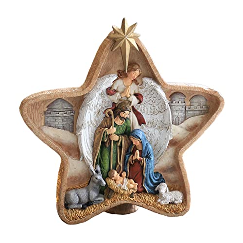 kowaku Presépio de Resina Pentagrama Coleção Coleção de Estatuetas Da Sagrada Família
