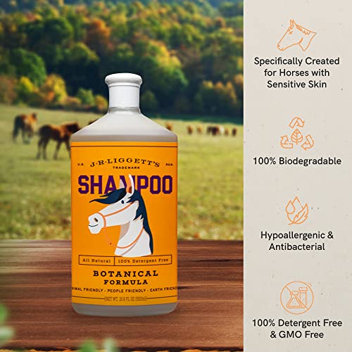 Image of J.R.LIGGETT'S Botanical Horse Liquid Shampoo for Sensitive Skin | Hypoallergenic Biodegradable Shampoo Formula for Horses | 100% Eco-Friendly | Detergent-Free Horse Supply | 16.9fl.oz
