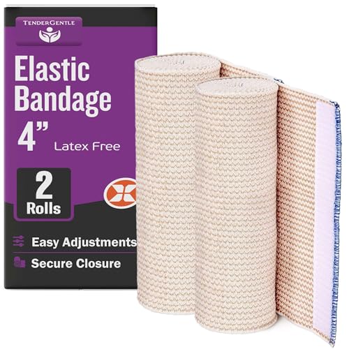 4 Inch Elastic Bandage with Self Closure - 2 Elastic Bandage Wraps for Sprains, Broken Limbs, Splints, and More - Reusable Bandage Wrap