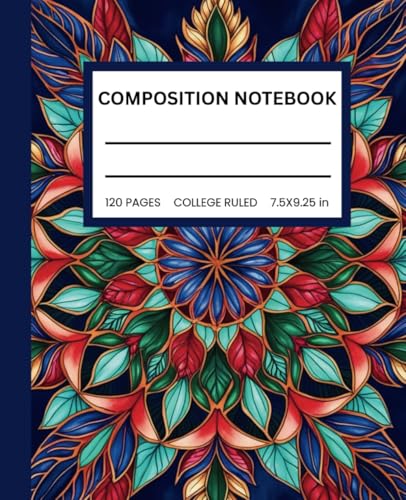 Leaf Mandala Composition Notebook: College Ruled, 120 Pages, 7.5x9.25 Inches: For College Lecturers, University Students & Office Professionals – A Botanical Companion image 2