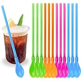 Cuchara de pajita reutilizable, 2 en 1, pajita reutilizable, pajita batida, paja, pajita de té de burbujas reutilizable, perfecta para batidos, leche golpeada cóctel café