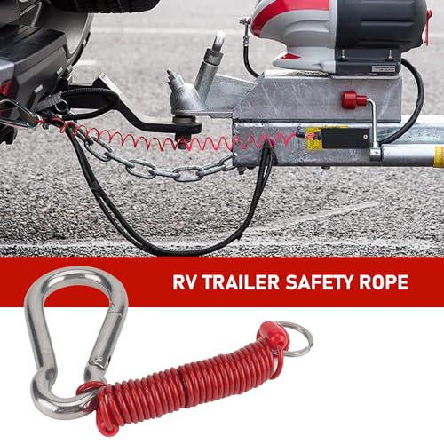dawfall 1 PC Car Trailer Cable with 3.14In x 1.57In Metal Hook, Waterproof Durable Vehicle Towing Wire for Camper, Universal Heavy Duty Emergency Safety Rope Replacement for Truck SUV Car (Red)