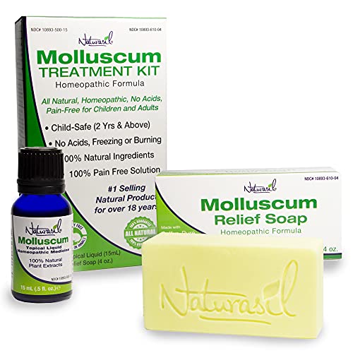 Naturasil for Molluscum Treatment Kit - All Natural, Homeopathic, Iodine Free, No Acids, Pain-Free, for Children and Adults, Made in USA | Topical Liquid 15mL & 4oz Bar of Sulfur Lavender Soap